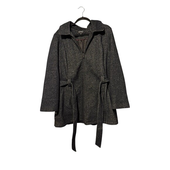 Jones New York  Winter Overcoat Size 1X  Black White Speckles - Picture 1 of 5